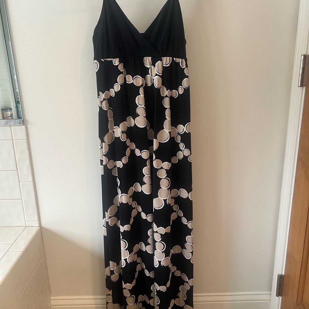INC International Concepts Black and Cream Maxi Dress